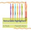 image:imageMr Pen Retractable Highlighters 6 Pack Pastel Colors Chisel Tip Highlighter Marker Set Click Highlighter Markers for Classroom Journaling Study Supplies No Bleed On Standard PagesPastel
