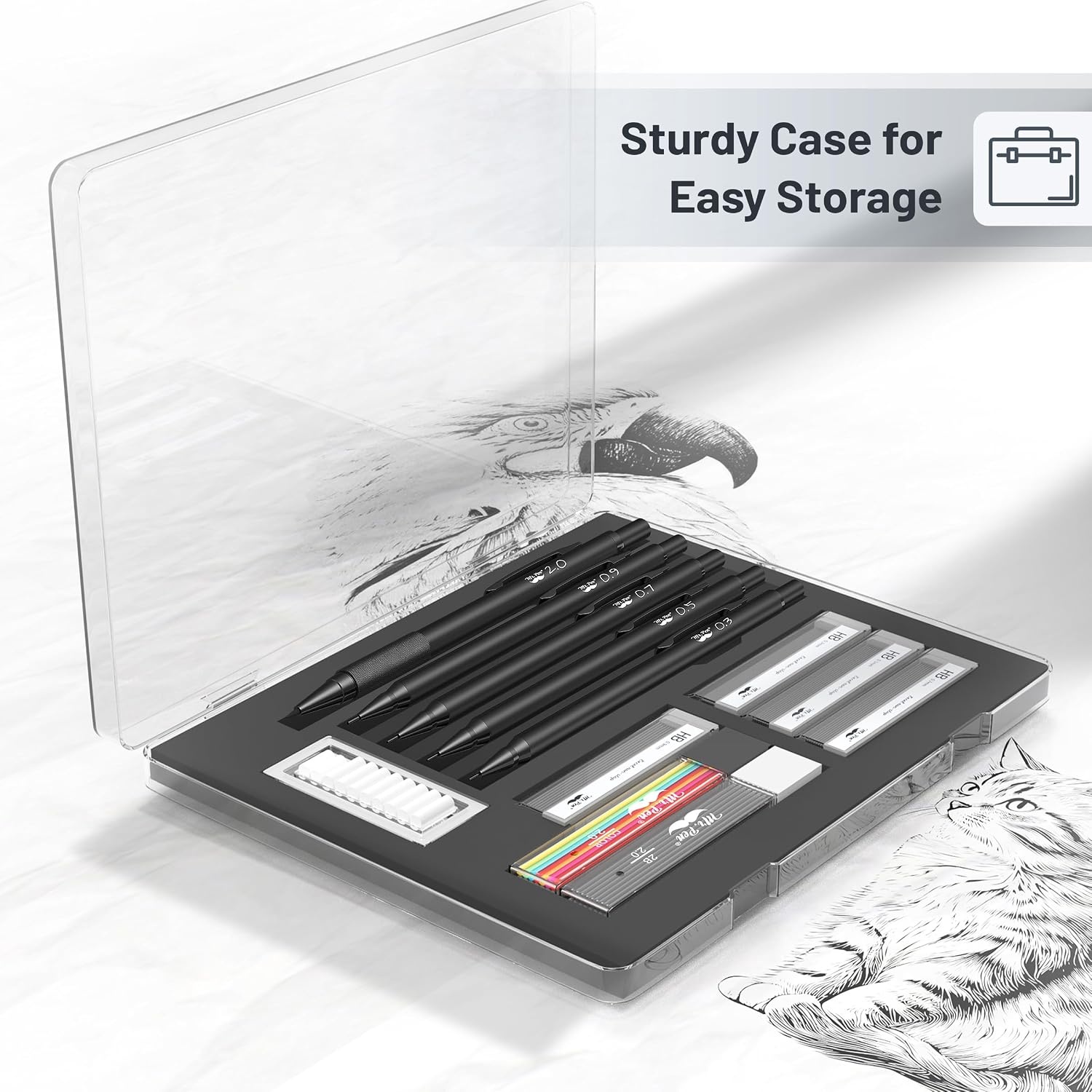 image:imageMr Pen Metal Mechanical Pencil Set with Lead Refills amp Erasers 5 Pack 5 Sizes 03 05 07 09 amp 2mm 6x Tubes HB 2B amp Colored Lead Refills for School Supplies Note Taking Fathers Day Gift5 Count Pack of 1