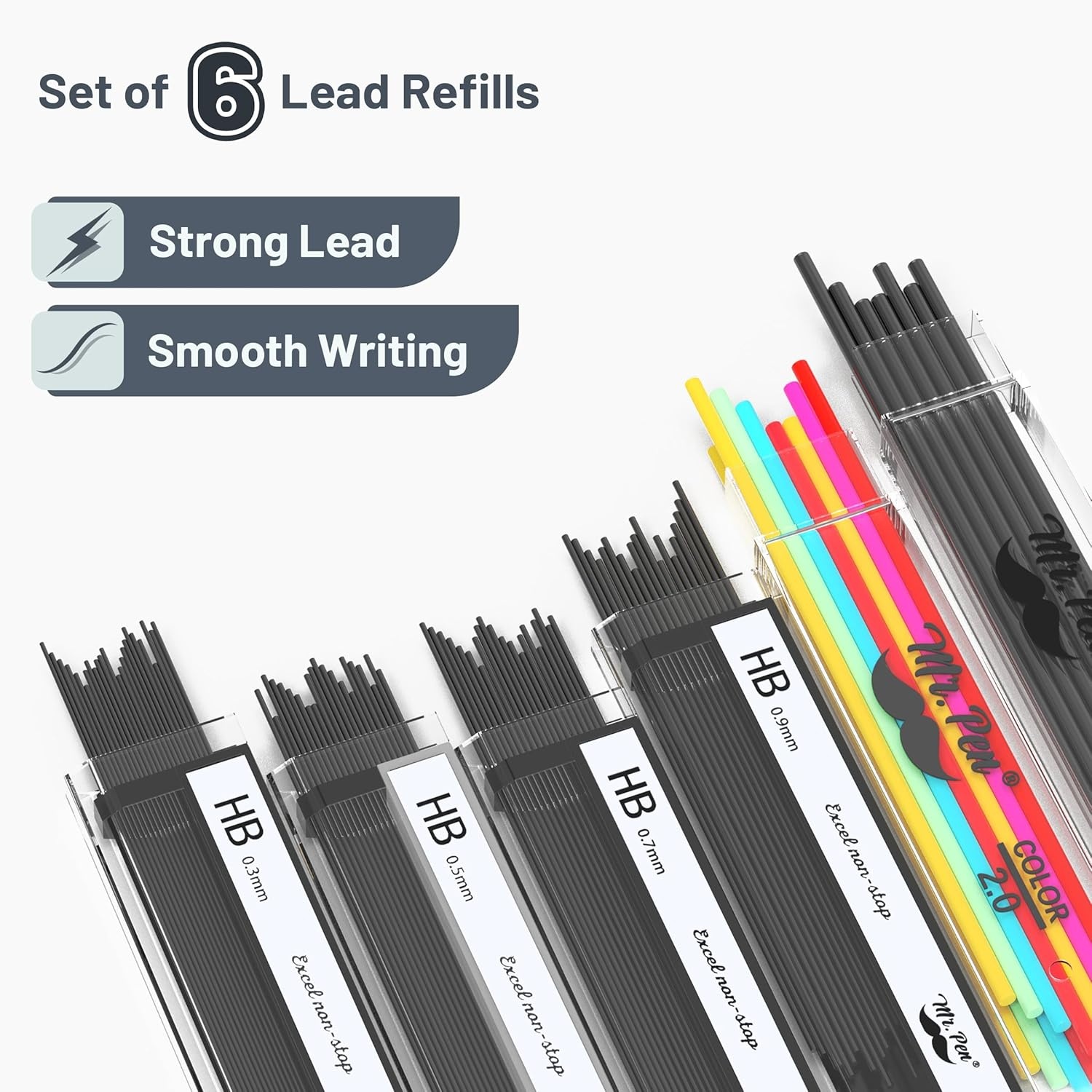 image:imageMr Pen Metal Mechanical Pencil Set with Lead Refills amp Erasers 5 Pack 5 Sizes 03 05 07 09 amp 2mm 6x Tubes HB 2B amp Colored Lead Refills for School Supplies Note Taking Fathers Day Gift5 Count Pack of 1