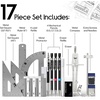 image:imageMr Pen Professional Geometry Set 17 pcs Metal Compass Mechanical Pencils Rulers Protractor amp Set Squares Lead Refills Extra Screws amp Needles Drafting Kit for Math Engineering amp Architecture