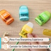 image:imageMr Pen Pencil Sharpener amp Eraser 4 Pack 2in1 Manual Sharpeners with Canister 2 Sharpening Holes for Standard amp Jumbo Pencils Colorful Dual Hole Design for School Office Home KidsYellow  Orange  Blue  Green