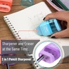 image:imageMr Pen Pencil Sharpener amp Eraser 4 Pack 2in1 Manual Sharpeners with Canister 2 Sharpening Holes for Standard amp Jumbo Pencils Colorful Dual Hole Design for School Office Home KidsMacaron Colors