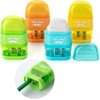 image:imageMr Pen Pencil Sharpener amp Eraser 4 Pack 2in1 Manual Sharpeners with Canister 2 Sharpening Holes for Standard amp Jumbo Pencils Colorful Dual Hole Design for School Office Home KidsYellow  Orange  Blue  Green