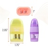 image:imageMr Pen Pencil Sharpener amp Eraser 4 Pack 2in1 Manual Sharpeners with Canister 2 Sharpening Holes for Standard amp Jumbo Pencils Colorful Dual Hole Design for School Office Home KidsMacaron Colors