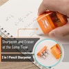 image:imageMr Pen Pencil Sharpener amp Eraser 4 Pack 2in1 Manual Sharpeners with Canister 2 Sharpening Holes for Standard amp Jumbo Pencils Colorful Dual Hole Design for School Office Home KidsYellow  Orange  Blue  Green