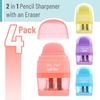 image:imageMr Pen Pencil Sharpener amp Eraser 4 Pack 2in1 Manual Sharpeners with Canister 2 Sharpening Holes for Standard amp Jumbo Pencils Colorful Dual Hole Design for School Office Home KidsMacaron Colors
