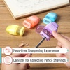 image:imageMr Pen Pencil Sharpener amp Eraser 4 Pack 2in1 Manual Sharpeners with Canister 2 Sharpening Holes for Standard amp Jumbo Pencils Colorful Dual Hole Design for School Office Home KidsMacaron Colors