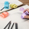 image:imageMr Pen Pencil Sharpener amp Eraser 4 Pack 2in1 Manual Sharpeners with Canister 2 Sharpening Holes for Standard amp Jumbo Pencils Colorful Dual Hole Design for School Office Home KidsMacaron Colors