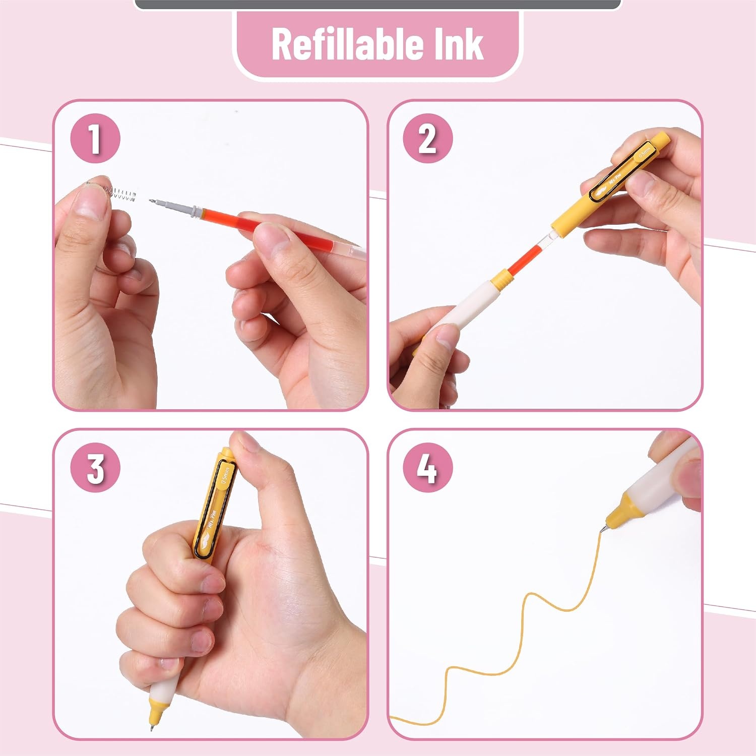 image:imageMr Pen Retractable Gel Pens with Case 12 Pack Assorted Color Ink 12 Refills Fine Point 05 mm Fast Dry Smooth Writing Cute Gel Ink Pens for Drawing Writing Planner and School Supplies