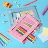 image:imageMr Pen Pencil Pouch for 3 Ring Binder 2 Pack 10x675 Smooth Zipper  Clear Window Large Capacity Pencil Case with 3 Reinforced Grommets for School Office Supplies StorageBlue and Pink